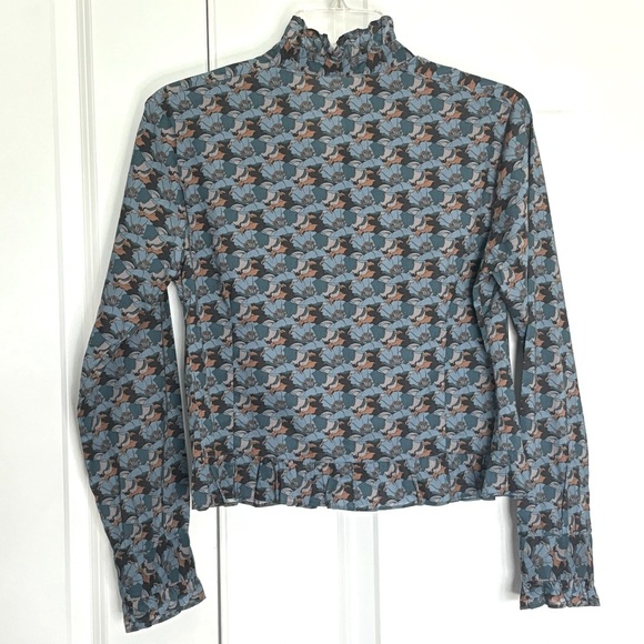 Gilber Gilmore Nicki Ruffle Cropped Cotton Button Down Blouse VTG Floral Print - Picture 7 of 10